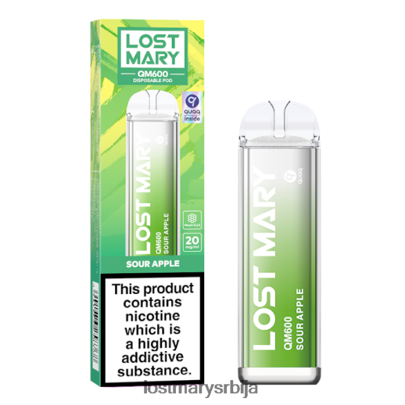 Lost Mary Puff Flavors- лост Мари км600 вапе за једнократну употребу кисела јабука FRVFV4165